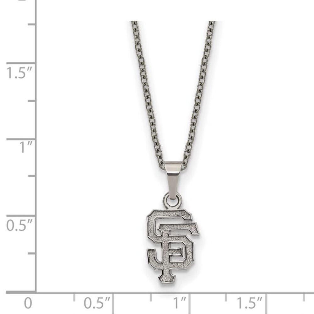 Stainless Steel MLB San Francisco Giants Small S-F Necklace, 18-20 In - Picture 2 of 4